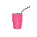 Pink 3oz stainless steel mini tumbler with clear lid and silver metal straw - Rose Red (conical) / 3oz