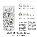 89-piece silver Christmas ball set with matte and glossy finishes in various sizes - Silver Mixed Set (89pcs)
