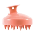 Ergonomic pink silicone scalp massager brush with hanging hole for hair washing - Standard Pink