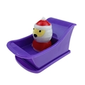 Wind-up purple plastic sleigh toy with a small Santa Claus figure for holiday gifting - Santa in Boat Purple