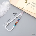 Handmade beaded phone lanyard with pearls and colorful beads, length 22cm and weight 15g - 6 Mixed Color Beaded Phone Chain