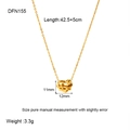Detail view of 18k gold heart pendant with dimensions and adjustable chain length - Heart Hollow Knot Pendant
