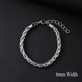 Men's silver stainless steel Cuban link bracelet with 6mm width and lobster clasp - 21cm / Silver/6mm Textured Link Bracelet