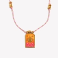 Colgante sol de tarot con cordón trenzado rosa y blanco y detalles en oro de 18 quilates - Oro Amarillo (N3708-Amarillo)