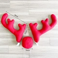 Plush red reindeer antlers and nose car decoration set measuring 39x33cm for Christmas - Large Size Antlers Kit / Red