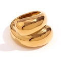 Chunky 18K gold plated stainless steel ring with sculptural organic form design - US 6 / Exaggerated Double Round Head Ring - Gold