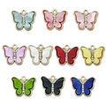 Lot de 10 breloques papillon colorées en alliage avec strass pour la création de bijoux DIY - Multicolore