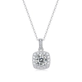 Klassische 925 Sterling Silber Halo Halskette mit einem ein Karat runden Moissanit Anhänger - (s925 Silber + Moissanit P12752 - 40 Mm/03 Karat) / Kettenlänge 40 Cm + 5 Cm (verlängerungskette)