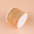 Braided multi-color cotton cord with gold wire in pink yellow and blue on spool - No.21 Yellow Peach Blue