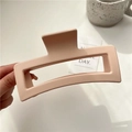Elegant beige rectangular matte claw clip for women French style hair accessory - 12.5cm Large Square Pink