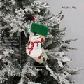 Christmas snowman stocking ornament in burlap and green knit for tree decoration - Snowman / Green Cuff / Small / M3-38 Small Snowman Style