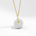 Collier minimaliste avec pendentif Hetian Jade Pingan Kou et chaîne dorée pour tous - Blanc