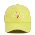 Detailed embroidery on yellow baseball cap showing LOSER text and red V overlay - Adjustable / Light Yellow