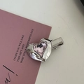 Silver heart hair clip featuring a pink rhinestone centerpiece on a minimal background - Silver/Pink Zirconia-Irregular Heart