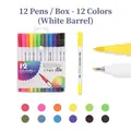 12-color dual-tip watercolor marker set with brush and fine tips in a transparent box - New Style White 12 Colors Soft Tip