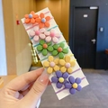 Kids cute flower hair ties set with colorful matte resin ornaments and elastic bands - Large Flower 10Pcs Set