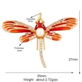 Libellen-Anhänger aus Gold mit roten Emaille-Flügeln, Perle und Zirkonia-Steinen - Orangerote Emaille-Perlenlibelle