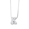 Silver letter K necklace with sparkling zircon pavé and delicate box chain - Letter K / Silver