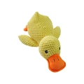 Plush yellow duck dog toy with textured corn fleece and squeaky internal feature - Assault Duck S