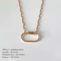 14K vergoldete Edelstahl Büroklammer-Halskette mit ovalem Karabiner-Anhänger für Damen - Großer Karabiner Büroklammerkette (XNL0047-2) / 14K-Gold