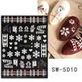 5D embossed Christmas nail stickers SW-5D10 featuring polar bears and white snowflakes - SW-5D10