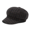 Vintage dark grey newsboy cap for women with orange plaid wool texture on white background - 58-59cm / Dark Gray