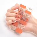 3D laser gold stamping nail polish wraps in orange marble with gold foil accents - Orange Marble Texture Gold Foil Blue White Flakes Style (DQ3-036)