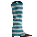 Blue and white horizontal striped knitted leg warmers for women's party fashion - One Size / Blue and White Stripes