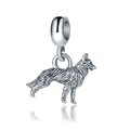 Ethno Wolf Anhänger in Antik-Silber mit Großlochperle für DIY Schmuckherstellung - Antiksilber Wolf-Stil (DGB945) / Antiksilber