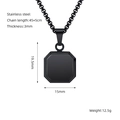 Industrielle schwarze Edelstahl-Halskette mit achteckigem Anhänger und dicker Kette - Rundgliederketten-Stil / Ganz Schwarz