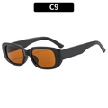 Retro small square sunglasses in glossy black frame with translucent orange lenses C9 - Black Frame Tea Lens