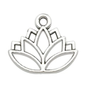 Colgante calado de flor de loto en plata antigua de aleación metálica con aro superior - Loto de Yoga Hueco 14x16mm