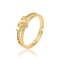 Golden adjustable LOVE heart ring with shimmering pavé zircon accents for women - LOVE Letter Heart Diamond