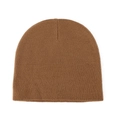Classic dark brown knitted beanie hat in a minimalist solid color for winter warmth - Brown