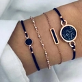 Ensemble de 4 bracelets bohèmes minimalistes avec perles en or rose et marbre noir - 3050