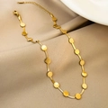 Elegante collana in titanio dorato con dischi piatti lucidati su catena a serpente - Collana / Oro