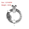 Vintage Viking Celtic knot brooch in antique silver finish, sized 3.5x4.9cm and 10.5g - Vintage Celtic Knot Carved Style (D-186)
