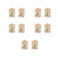Détail de 10 pendentifs de tarot en or rose avec motif perroquet et texte The Magician - Le Bateleur