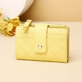 Cartera corta amarilla minimalista para mujer con ranuras para tarjetas y cremallera - Amarillo