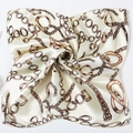 Detailed macro view of the elegant chain print satin silk scarf with Paris lettering - Off-White Chain