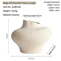 Jarrón geométrico grande de cerámica crema cepillada de 20cm de altura especificaciones - Cerámica / Blanco Crema Cepillado - Grande