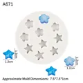 White silicone mold featuring 5 star and 4 flower shapes for DIY cake and chocolate decoration - Star and Flower Combo / Gray