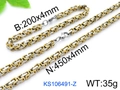 Conjunto de pulsera y collar de cadena bizantina en acero inoxidable 304 bicolor - Bicolor Dorado 4mm / 16cm