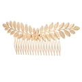 Elegante pettine per capelli da sposa con foglie d'oro e rami di alloro su fondo bianco - Oro