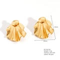 Vintage 18K gold plated stainless steel wave textured earrings for women 35mm - E664-46(Wave Wrinkle)