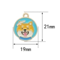 Colgante esmaltado de Shiba Inu azul y amarillo con medidas de 19mm x 21mm - Shiba Inu Redondo