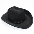 Klassischer schwarzer Western-Cowboyhut mit Satinband aus einem 45-Grad-Winkel betrachtet - Größe L (Umfang 58cm, Höhe 11cm) / Western Lincoln Stil (Kein Kordelzug) / Schwarz