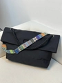 Grand sac fourre-tout noir avec bandoulière tissée colorée de style ethnique chic - Nylon Noir Avec Bandoulière Ethnique Colorée