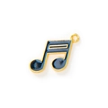 Deep blue enamel music note pendant with gold plated alloy edges for DIY jewelry making - Large (21x18mm) / Black
