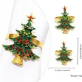 Christmas tree napkin ring in gold alloy with green enamel and sparkling rhinestones - Christmas Tree Style 81